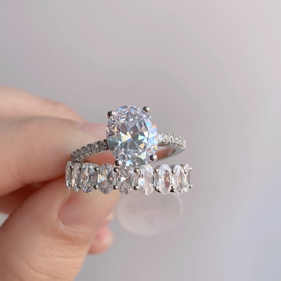 3.5ct morganite 925 silver Engagement wedding set